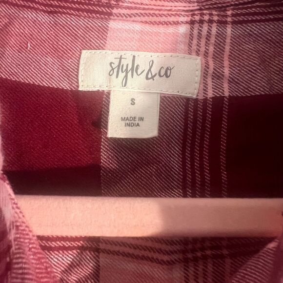 Raspberry Pink cotton blend plaid shirt from Style & Co. Sz S - Picture 3 of 8